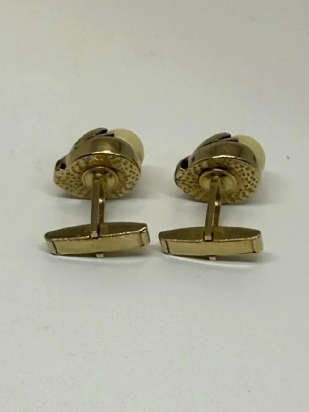 Vintage Gold Tone and Faux Pearl Unisex Cufflinks